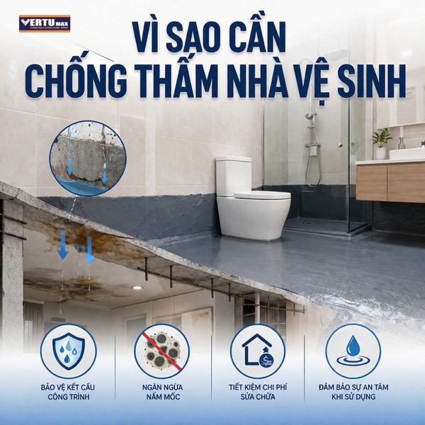 Lý do cần chống thấm nhà vệ sinh giúp bảo vệ kết cấu ngăn ngừa nấm mốc và tiết kiệm chi phí