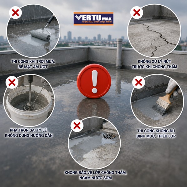 Tổng hợp 5 sai lầm phổ biến khi xử lý chống thấm sân thượng