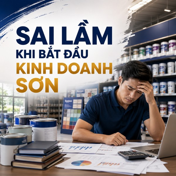 Người đàn ông ngồi trong cửa hàng sơn đau đầu vì những sai lầm khi kinh doanh sơn