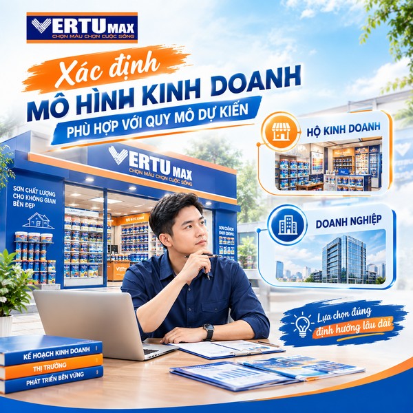 Người kinh doanh tìm hiểu mô hình hộ kinh doanh và doanh nghiệp khi đăng ký kinh doanh đại lý sơn Vertumax.